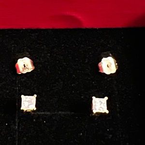 ✨EXQUISITE✨ 14K YG 1/2 CARAT PRINCESS CUT NATURAL DIAMOND EARRINGS